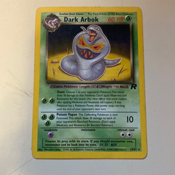pokemon card dark arbok Dark Arbok Pokémon Card